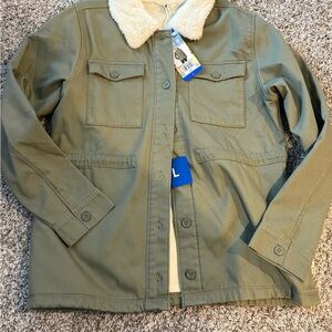 Hang Ten Olive Utility Jacket with Cream Collar